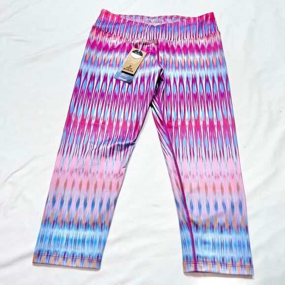 Prana Roxanne Leggings Women Medium Mid Rise Fitted Pink Blue White New - Picture 2 of 6